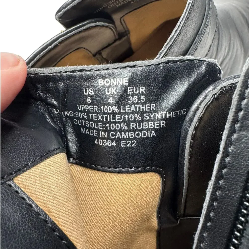 Lauren Ralph Lauren Bonne Black Leather Ankle Boots Size 6B